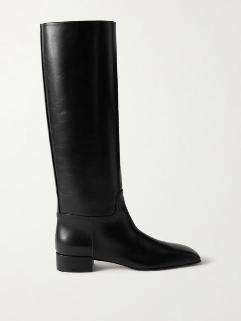 Classic Square Leather Knee Boots