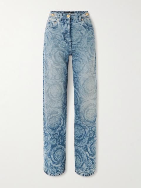 Embellished Printed High-rise Straight-leg Jeans