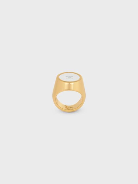 Triomphe Signet Ring in Varnish and Brass with Gold Finish