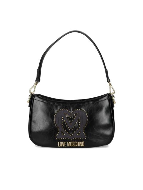 logo-plaque studded shoulder bag
