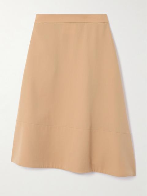 Paneled Asymmetric Wool-twill Midi Skirt