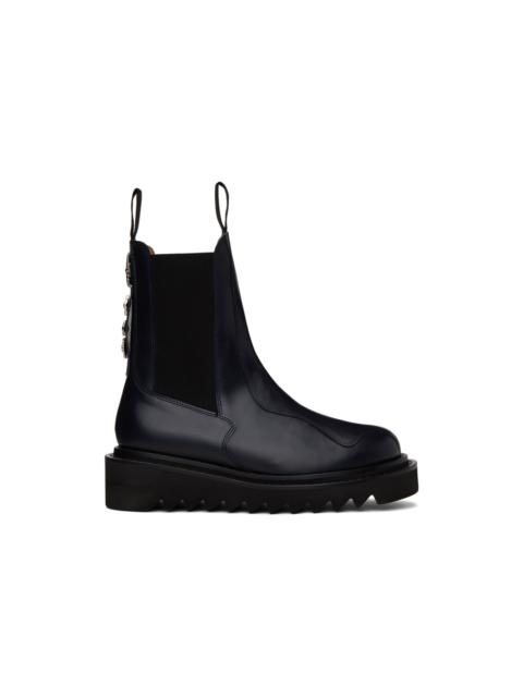TOGA VIRILIS Navy Graphic Hardware Chelsea Boots | REVERSIBLE