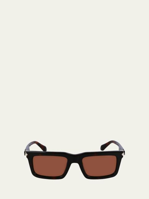 Men's Prisma Modified Acetate Rectangle Sunglasses, 53mm