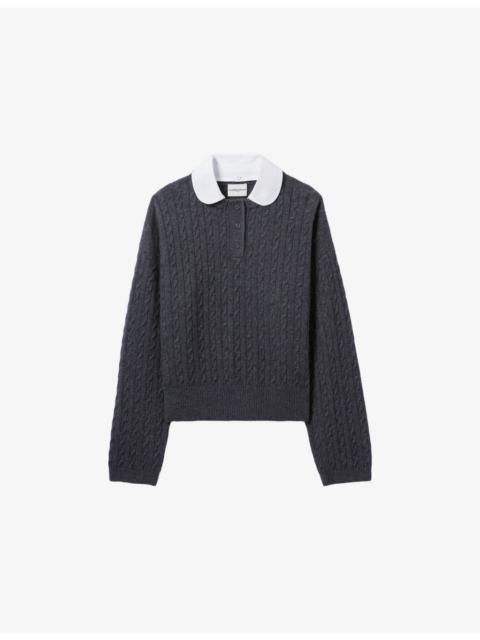 Peter Pan-Collar Cable-Knit Wool and Cashmere Jumper