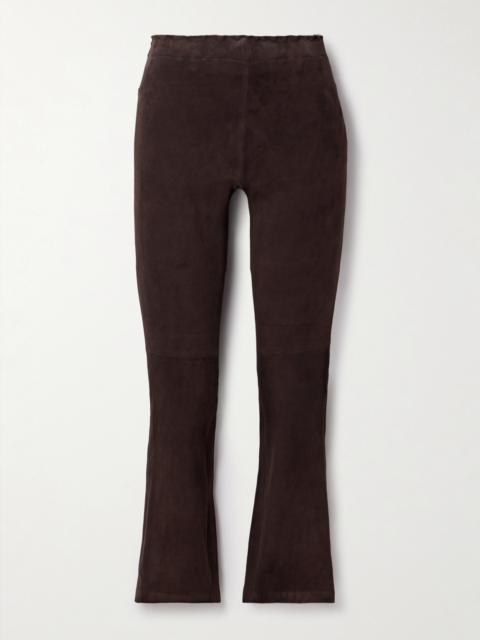 Jp Twenty Cropped Suede Flared Leggings