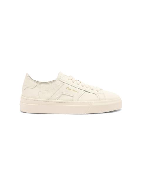 Women's white tumbled leather Double Buckle Sneaker