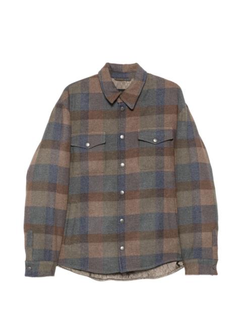 check-pattern button-up shirt