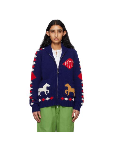 Navy Diamond Corral Cardigan