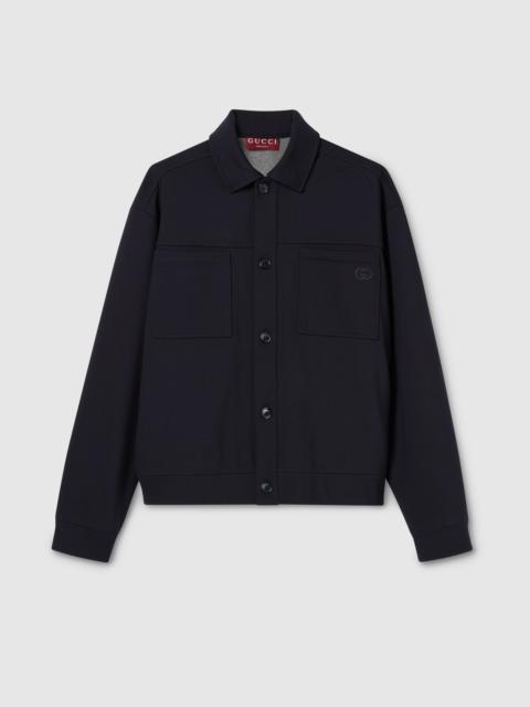 Cotton jersey jacket with embroidery