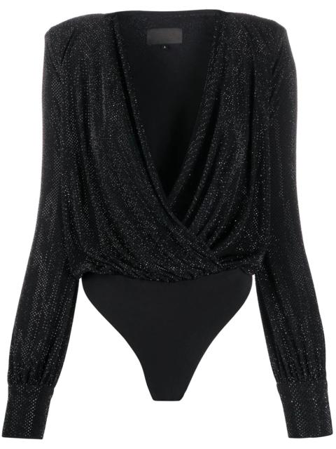 crystal-embellished wrap bodysuit