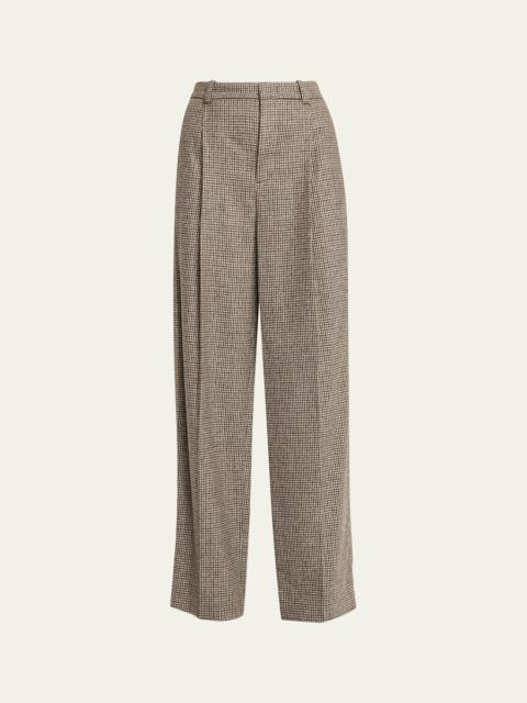 Houndstooth Wool-Blend Trousers
