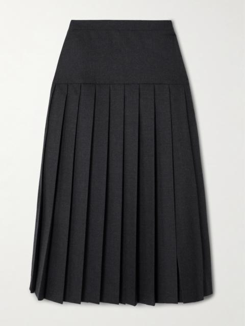 Pleated Wool-flannel Midi Skirt