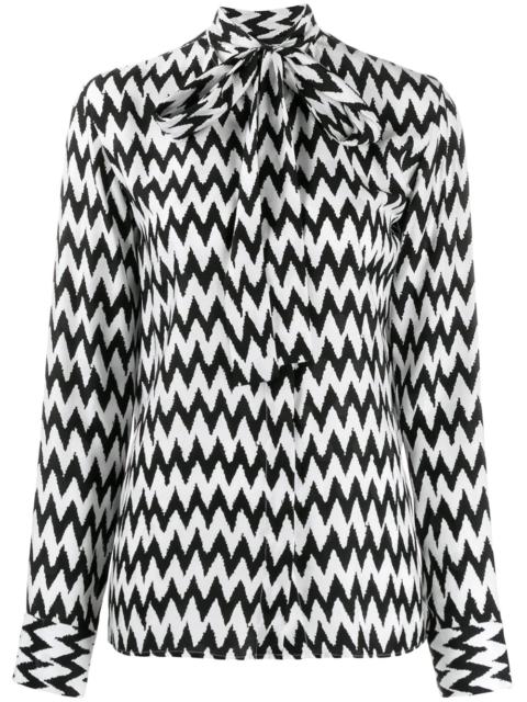 printed pussy bow blouse