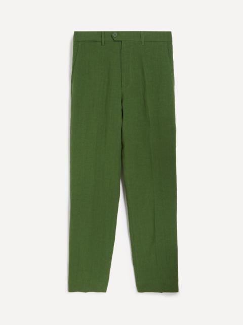 Forest Green Tailored Linen Trousers