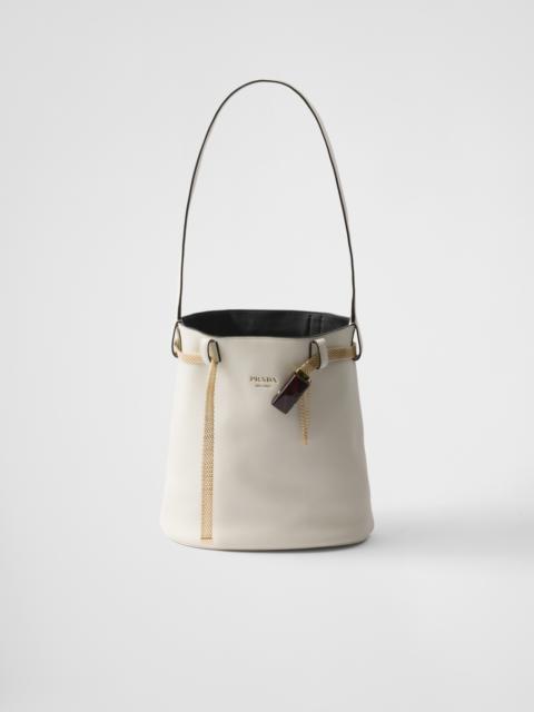 Prada Buckle leather bucket bag with jeweled belt