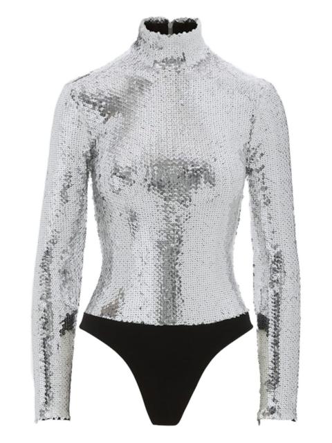 sequinned mock-neck bodysuit