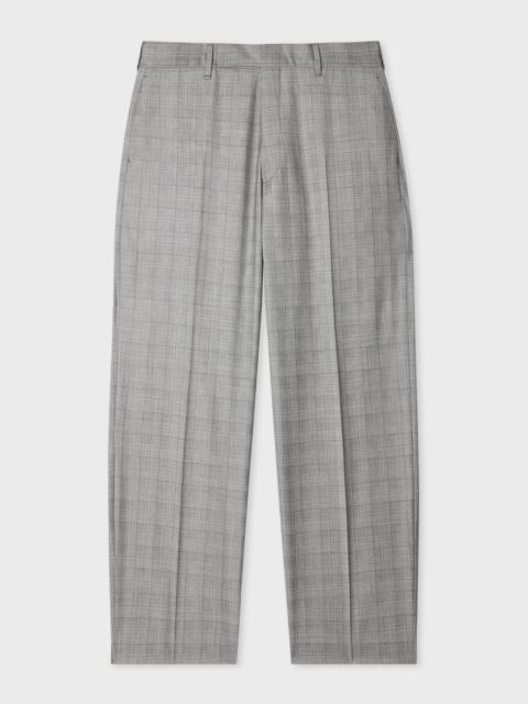 Relaxed-Fit Grey Check Wool Trousers