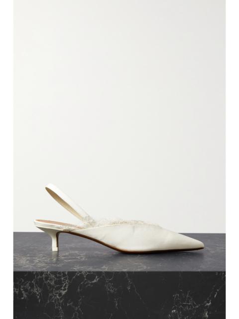 Irena Lace-trimmed Crepe De Chine Slingback Pumps