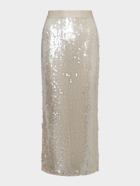 Sylkie Sequined Sheer Midi Skirt