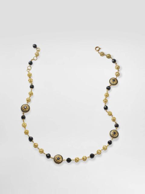 Sicily Necklace 18-carat yellow gold, black sapphires and black jade