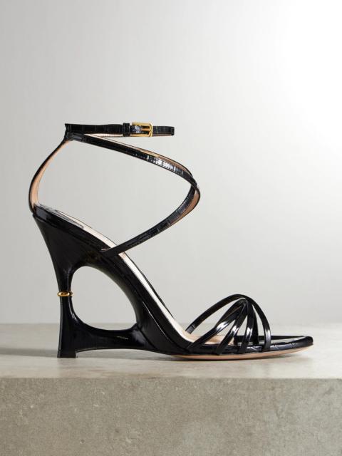 Paradis Cutout Croc-effect Patent-leather Sandals