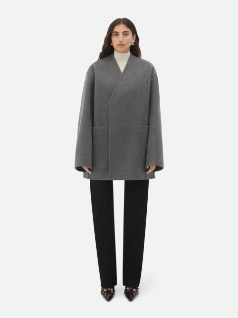 Collarless Cashmere Coat