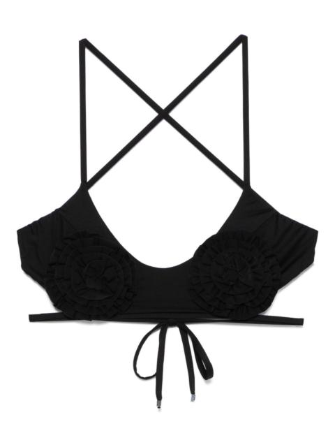 floral-appliqué bikini top