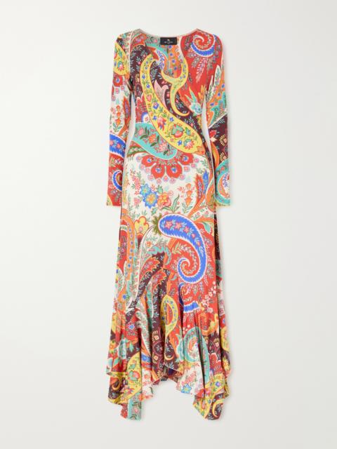 Ruffled Paisley-print Jersey Maxi Dress