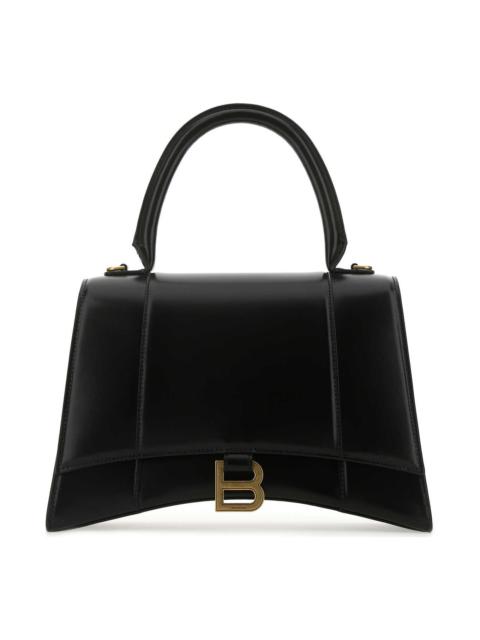Black Leather Medium Hourglass Handbag