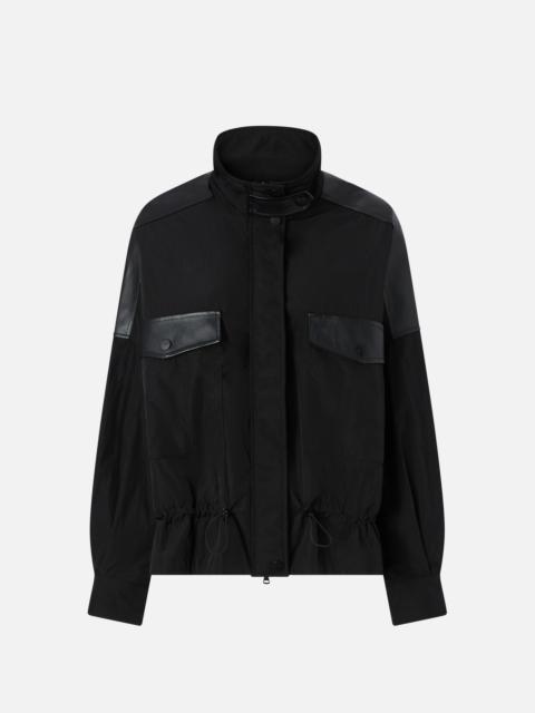 BLACK JACKET WITH ADJUSTABLE DRAWSTRING