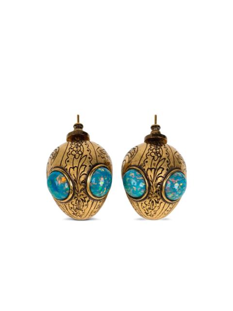 floral-etched opal earrings