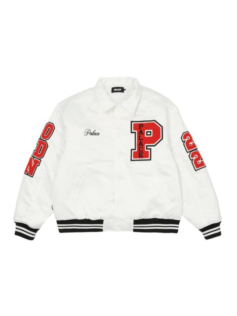 Palace Satin Varsity Jacket White