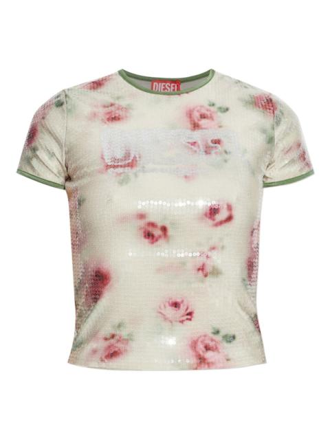 T-Unkel  floral sequin T-shirt