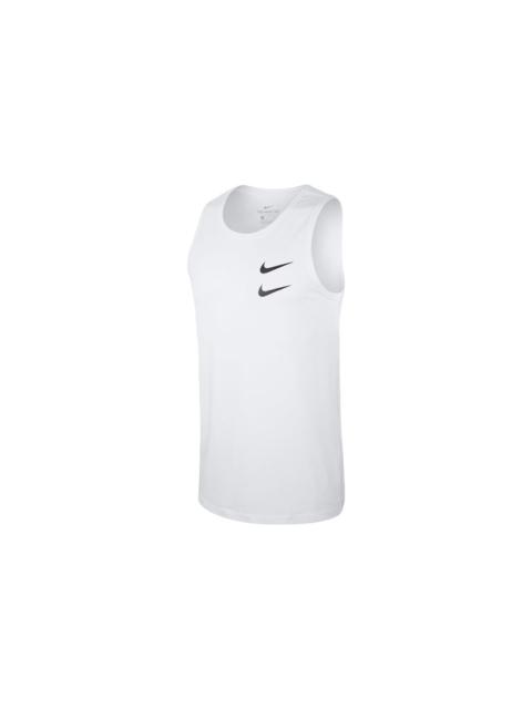 Nike Swoosh Casual Sports Printing Breathable Vest White CQ5293-100