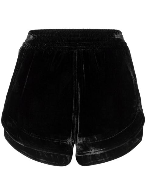 velvet elasticated-waist shorts