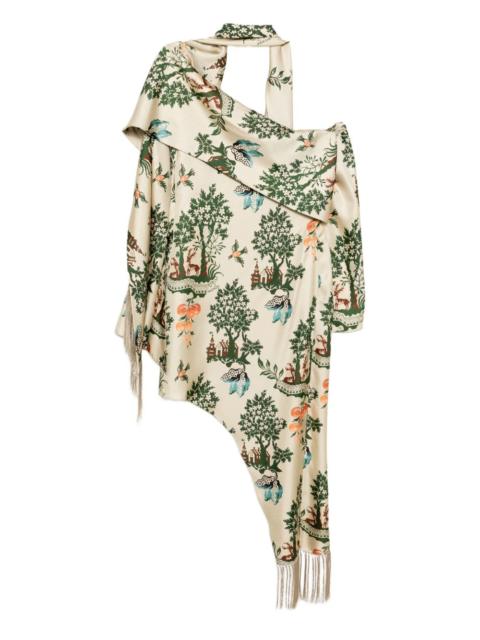 asymmetric-hem scarf dress