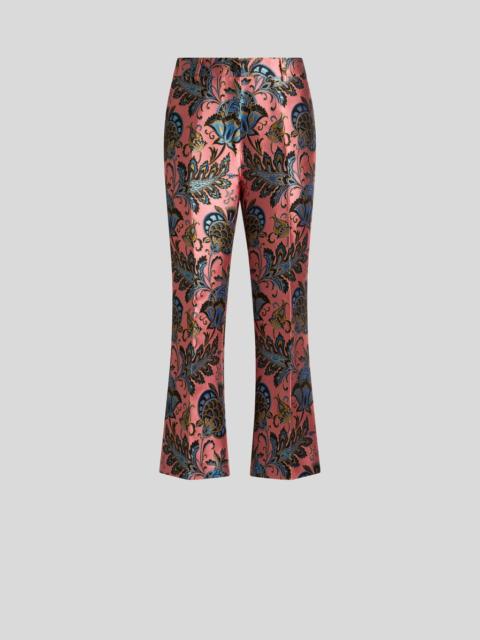 JACQUARD FLARED TROUSERS WITH FLORAL MOTIF