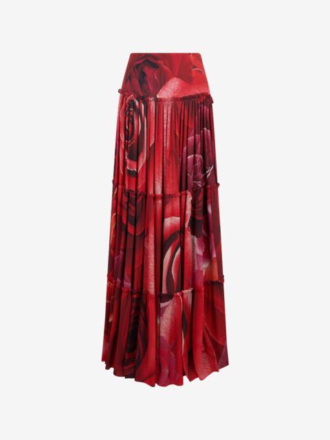 Extra-Long Skirt With Garden Rose Print