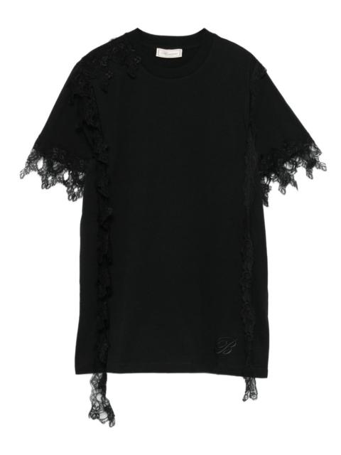 lace-trimmed short-sleeve top