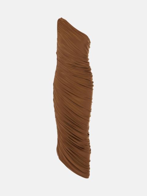 Diana ruched one-shoulder midi dress