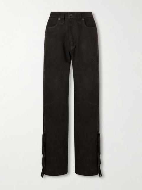 Kacie Tie-detailed Suede Wide-leg Pants