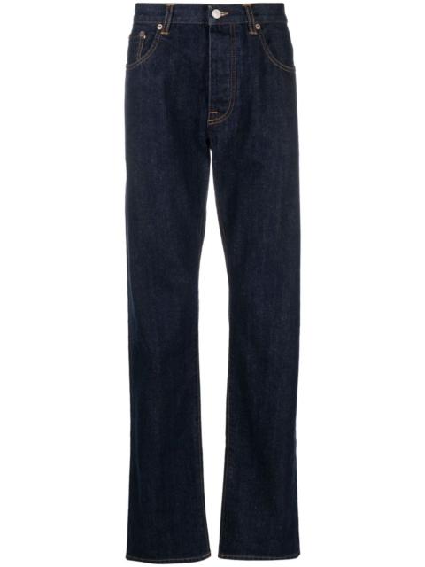 mid-rise straight-leg jeans
