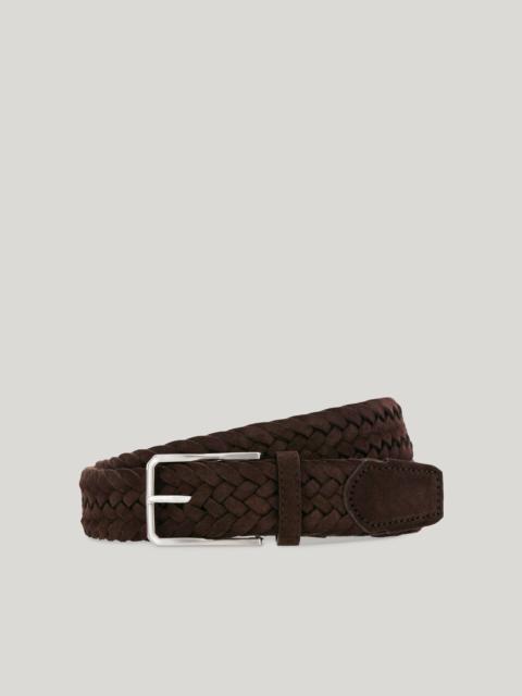 DARK BROWN BRAIDED SUEDE BELT