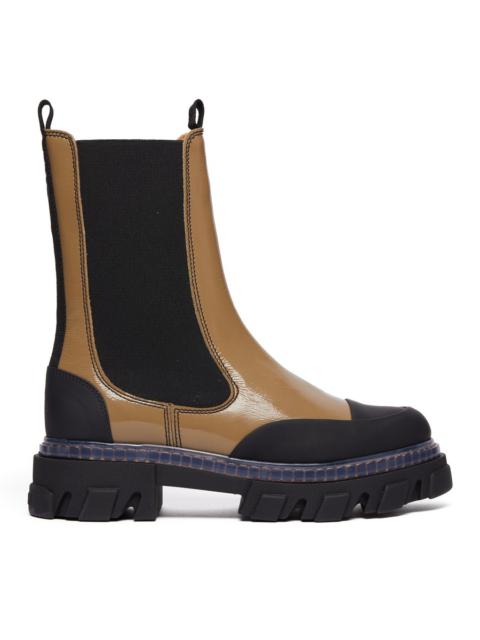metallic-leather chunky Chelsea boots