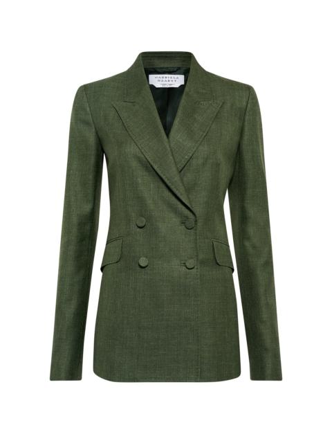 Angela Blazer in Olive Virgin Wool Silk with Linen
