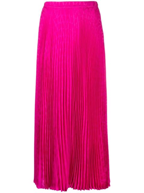 pleated silk midi skirt