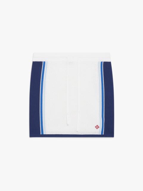 White & Blue Striped Mesh Mini Skirt | Casablanca Paris