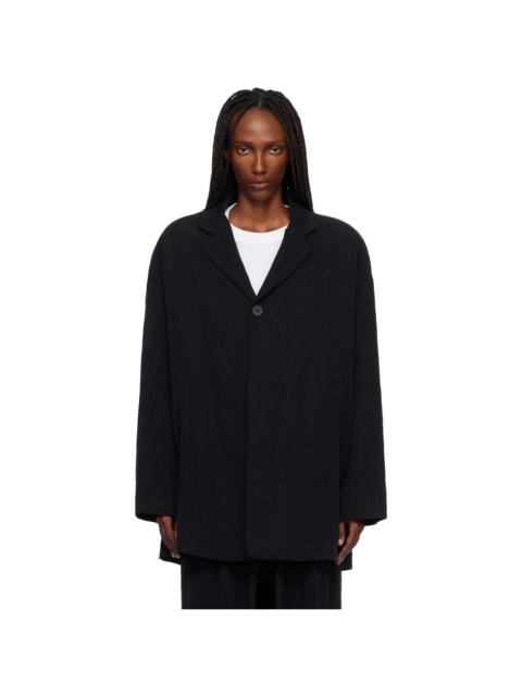 Black Tencel Nylon Unlined Relaxed Blazer