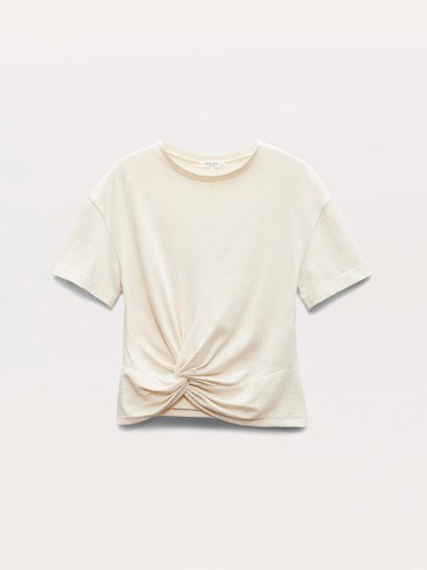 Mica Twist-Detail Draped Cotton T-Shirt