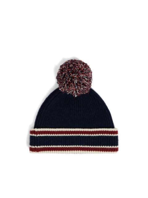 Bonnet striped pompom beanie hat